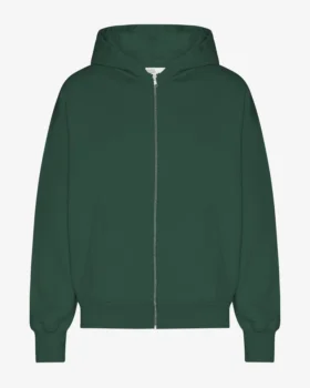 Sudadera con capucha y cremallera de talla grande orgánica - Verde esmeralda