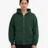 Sudadera con capucha y cremallera de talla grande orgánica - Verde esmeralda