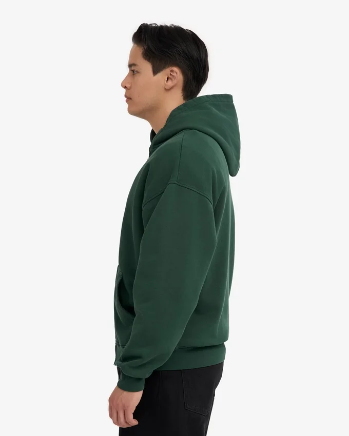 Sudadera con capucha y cremallera de talla grande orgánica - Verde esmeralda