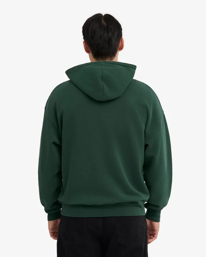 Sudadera con capucha y cremallera de talla grande orgánica - Verde esmeralda
