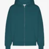 Sudadera con capucha y cremallera de talla grande orgánica - Verde océano