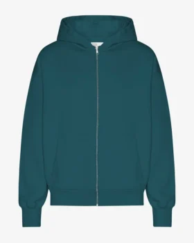 Sudadera con capucha y cremallera de talla grande orgánica - Verde océano