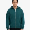 Sudadera con capucha y cremallera de talla grande orgánica - Verde océano