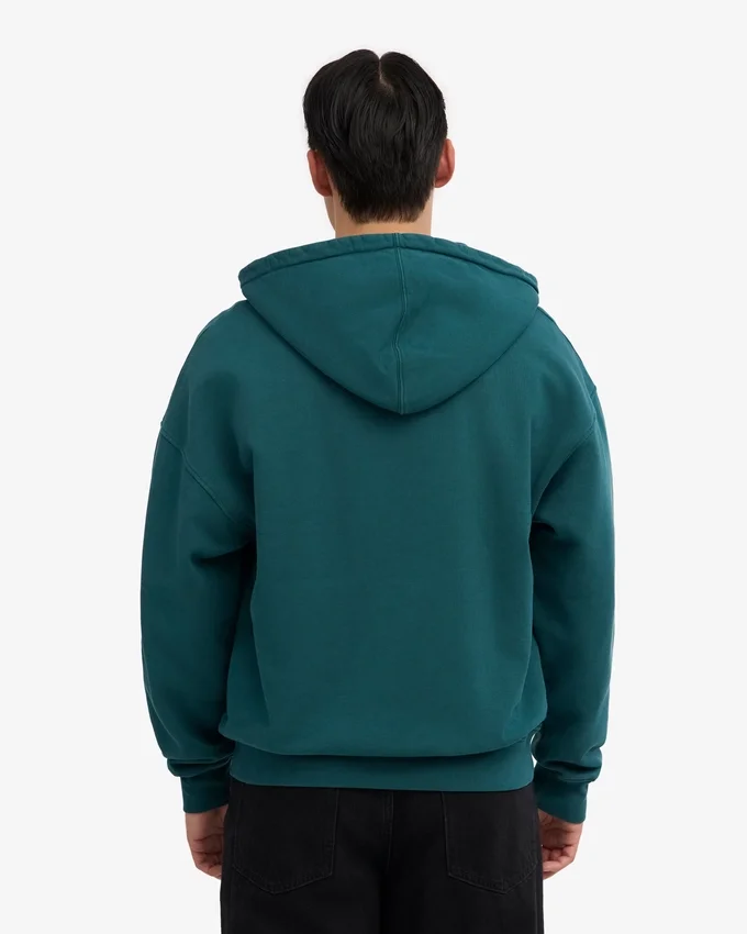 Sudadera con capucha y cremallera de talla grande orgánica - Verde océano