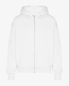 Sudadera con capucha y cremallera extragrande de algodón orgánico - Blanco óptico