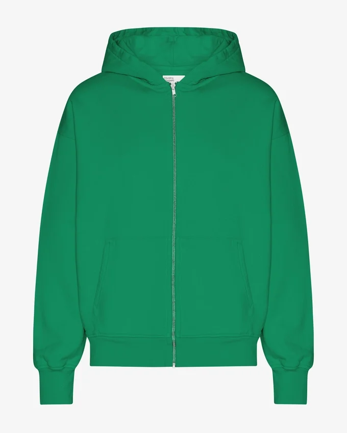 Sudadera con capucha y cremallera extragrande orgánica - Verde Kelly