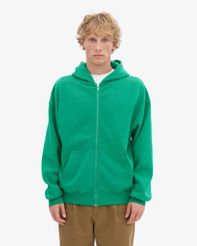 Sudadera con capucha y cremallera extragrande orgánica - Verde Kelly