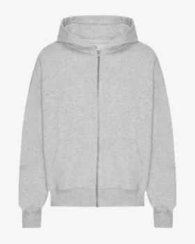 Sudadera con capucha y cremallera orgánica de corte oversize - Mezcla de nieve