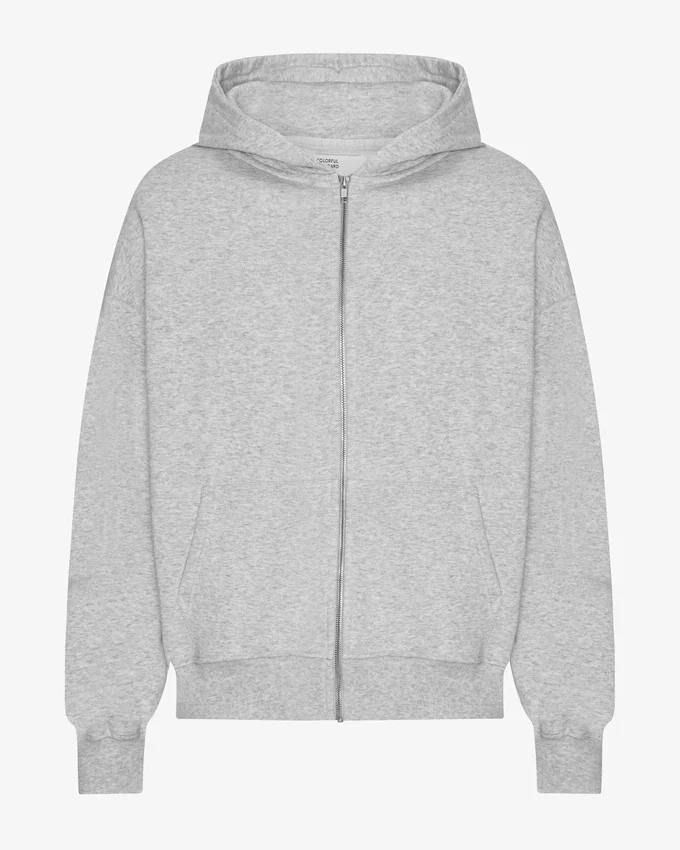 Sudadera con capucha y cremallera orgánica de corte oversize - Mezcla de nieve