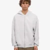 Sudadera con capucha y cremallera orgánica de corte oversize - Mezcla de nieve