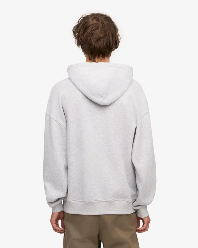 Sudadera con capucha y cremallera orgánica de corte oversize - Mezcla de nieve