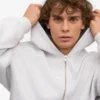 Sudadera con capucha y cremallera orgánica de corte oversize - Mezcla de nieve