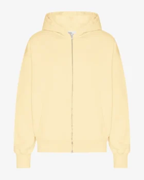 Sudadera con capucha y cremallera orgánica de talla grande - Amarillo suave