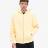 Sudadera con capucha y cremallera orgánica de talla grande - Amarillo suave