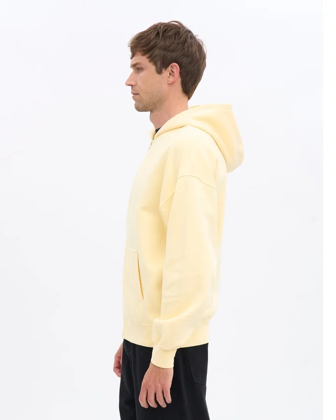 Sudadera con capucha y cremallera orgánica de talla grande - Amarillo suave