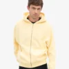 Sudadera con capucha y cremallera orgánica de talla grande - Amarillo suave