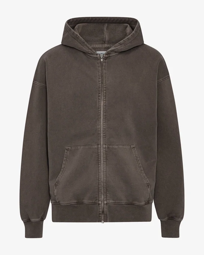 Sudadera con capucha y cremallera orgánica de talla grande - Faded Mud