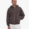 Sudadera con capucha y cremallera orgánica de talla grande - Faded Mud