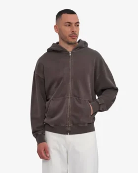 Sudadera con capucha y cremallera orgánica de talla grande – Faded Mud