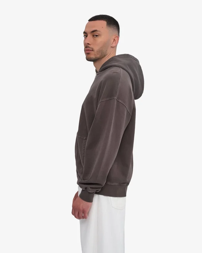 Sudadera con capucha y cremallera orgánica de talla grande - Faded Mud