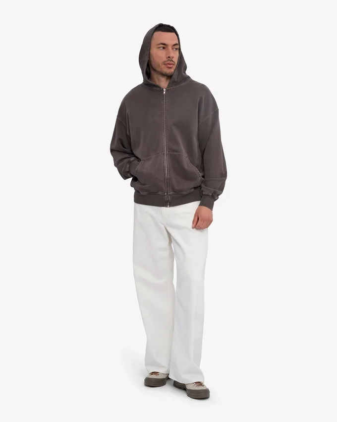 Sudadera con capucha y cremallera orgánica de talla grande - Faded Mud