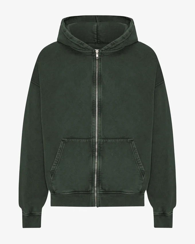 Sudadera con capucha y cremallera orgánica de talla grande - Midnight Forest