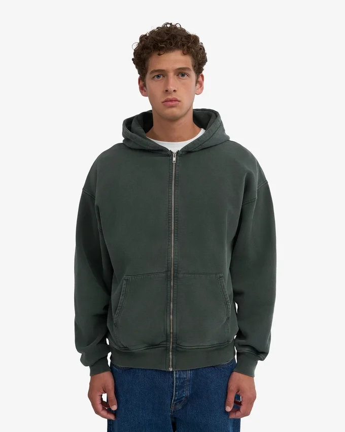 Sudadera con capucha y cremallera extragrande de algodón orgánico - Blanco óptico