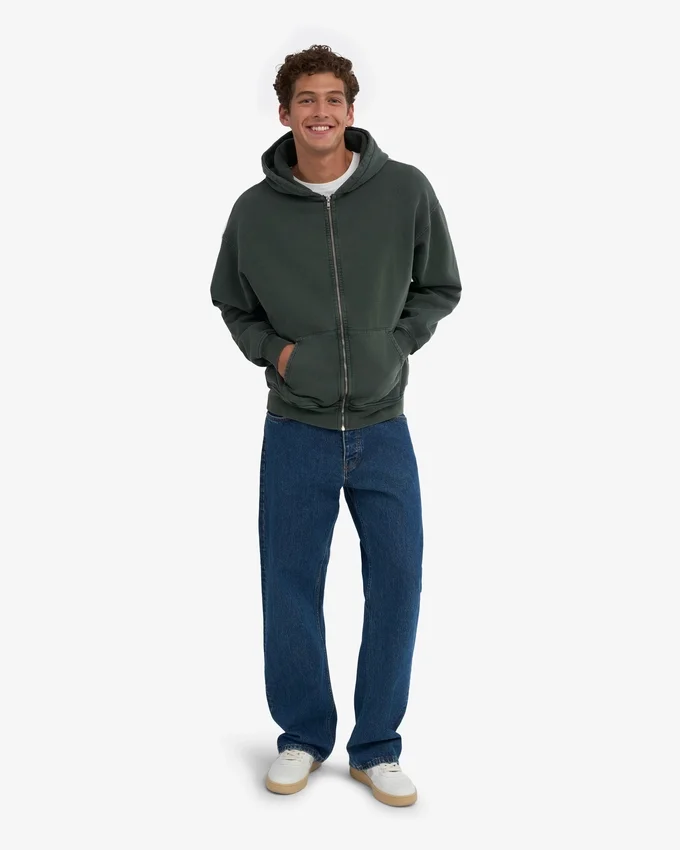 Sudadera con capucha y cremallera extragrande de algodón orgánico - Blanco óptico