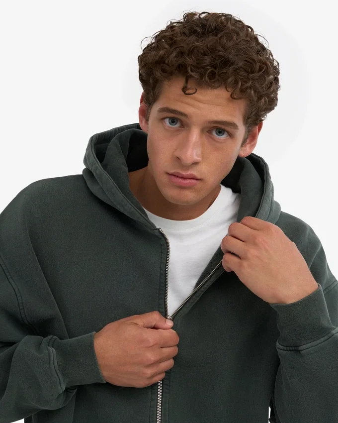 Sudadera con capucha y cremallera extragrande de algodón orgánico - Blanco óptico