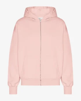 Sudadera con capucha y cremallera oversize orgánica - Rosa descolorido