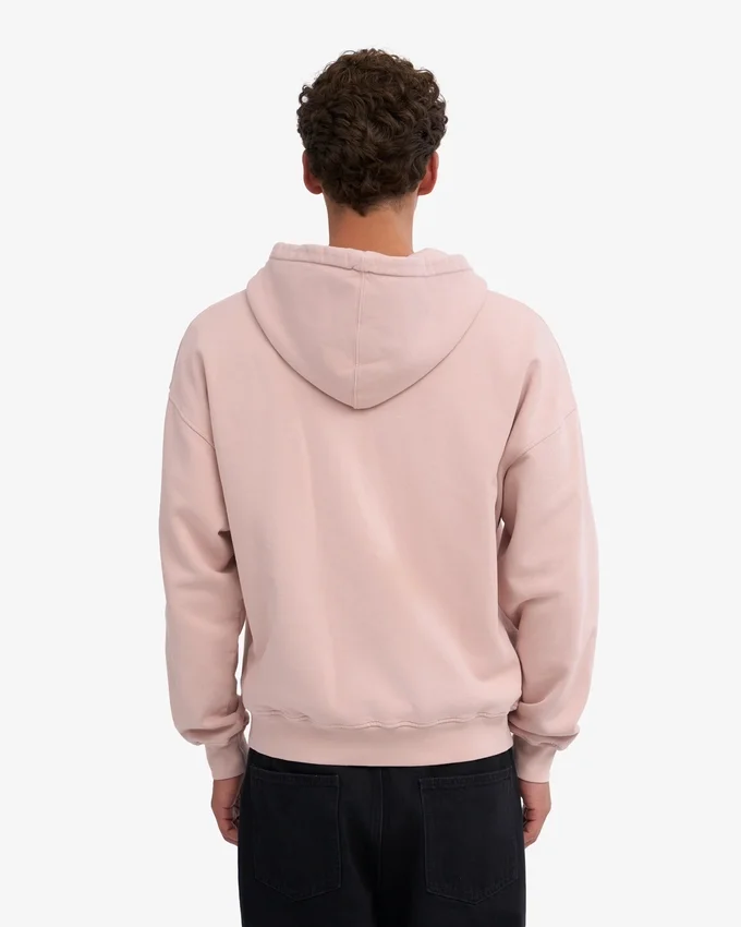 Sudadera con capucha y cremallera oversize orgánica - Rosa descolorido