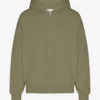 Sudadera con capucha y cremallera oversize orgánica - Verde oliva apagado