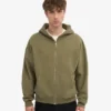 Sudadera con capucha y cremallera oversize orgánica - Verde oliva apagado