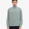 Sudadera con jerséu de media cremallera de lana merino - Azul acero