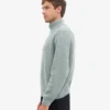 Sudadera con jerséu de media cremallera de lana merino - Azul acero