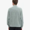Sudadera con jerséu de media cremallera de lana merino - Azul acero