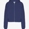 Sudadera corta con capucha y cremallera orgánica - Azul marino