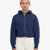 Sudadera corta con capucha y cremallera orgánica - Azul marino
