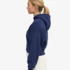 Sudadera corta con capucha y cremallera orgánica - Azul marino