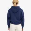 Sudadera corta con capucha y cremallera orgánica - Azul marino