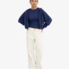 Sudadera corta con capucha y cremallera orgánica - Azul marino