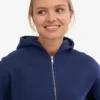 Sudadera corta con capucha y cremallera orgánica - Azul marino