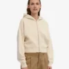 Sudadera corta con capucha y cremallera orgánica - Blanco marfil