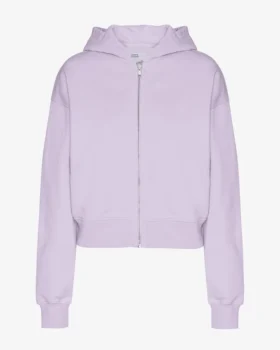 Sudadera corta con capucha y cremallera orgánica - Lavanda suave