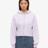 Sudadera corta con capucha y cremallera orgánica - Lavanda suave