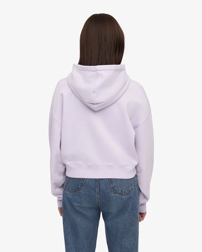 Sudadera corta con capucha y cremallera orgánica - Lavanda suave