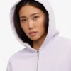 Sudadera corta con capucha y cremallera orgánica - Lavanda suave