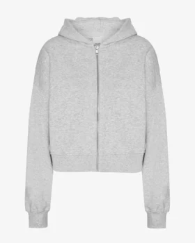 Sudadera corta con capucha y cremallera orgánica - Mezcla de colores nieve