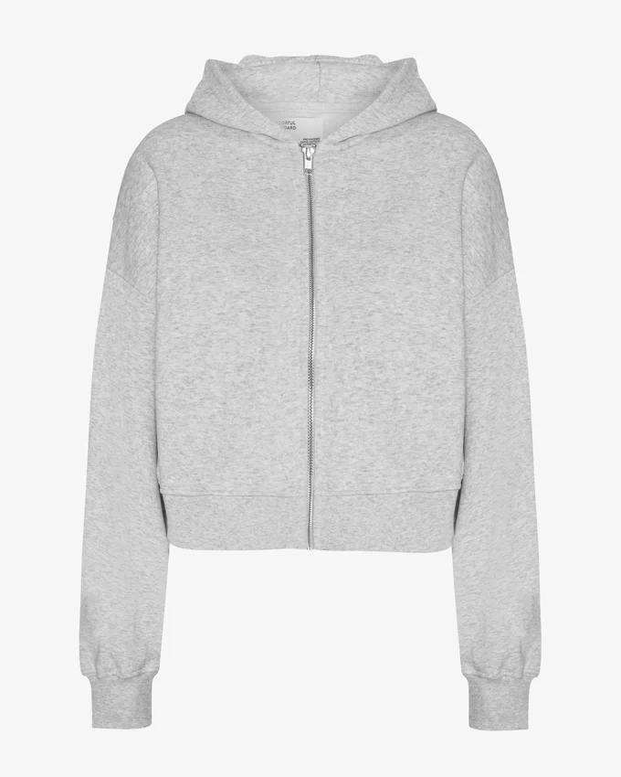 Sudadera corta con capucha y cremallera orgánica - Mezcla de colores nieve
