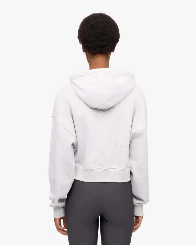Sudadera corta con capucha y cremallera orgánica - Mezcla de colores nieve